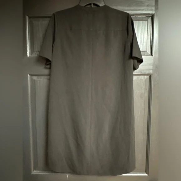Ann Taylor Loft Size 4 Black Short Sleeve Shirtdress Lightweight with Pockets - Picture 3 of 9